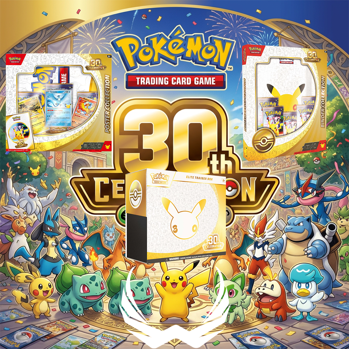 Pokémon TCG: 30th Celebration Trio Bundle - ETB Poster and Binder Collection