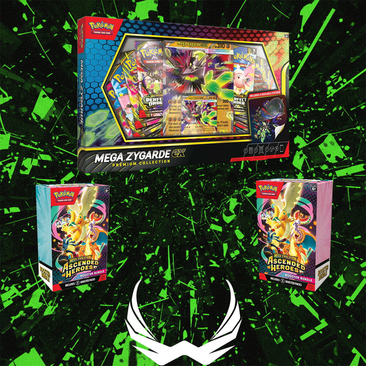 Pokmon TCG: Mega Zygarde ex Premium Collection & 2 x Mega Ascended He Wright Cards Pokmon TCG: Mega Zygarde ex Premium Collection & 2 x Mega Ascended He Wright Cards